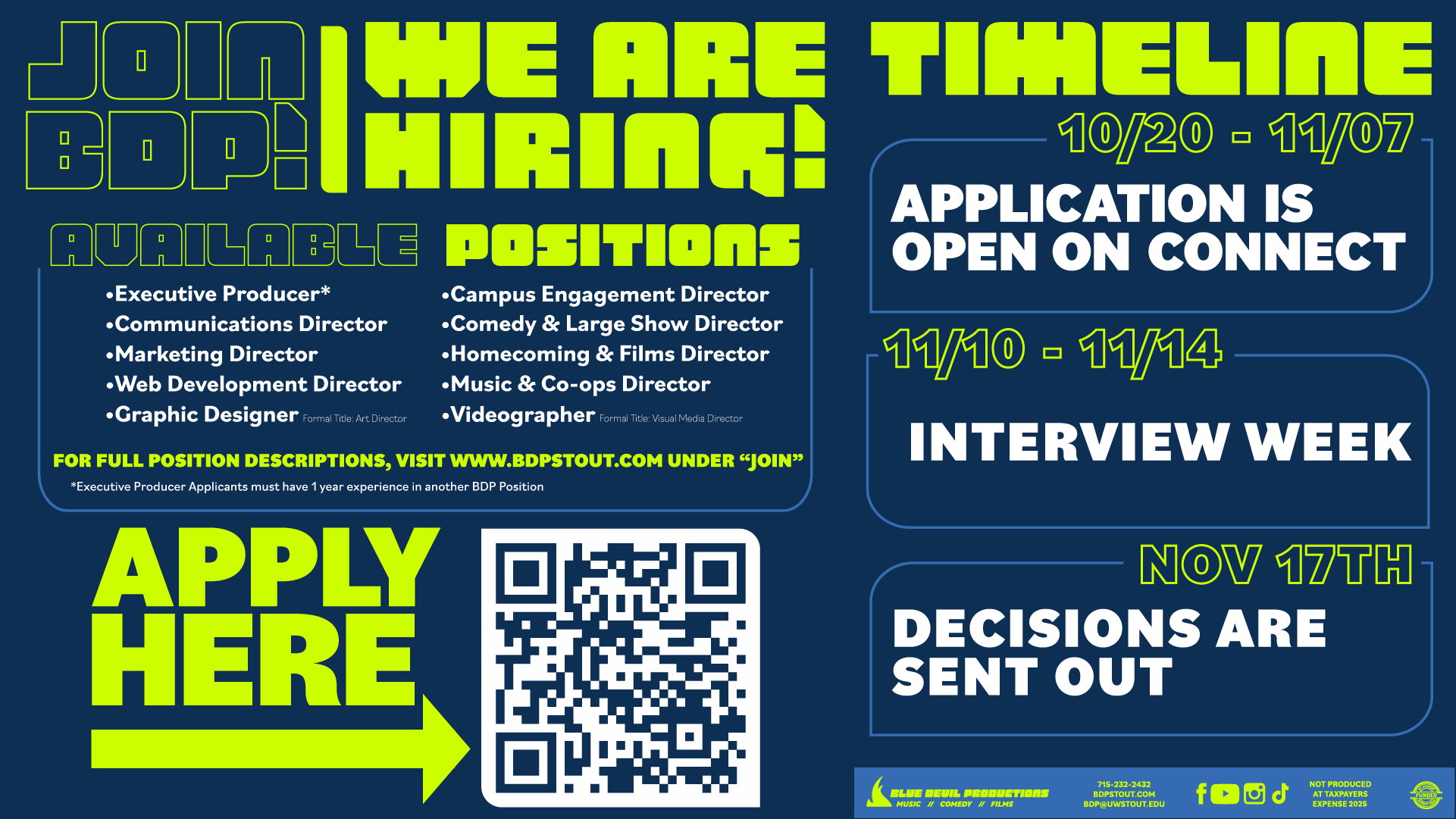 A Digital Signage for BDP hiring.